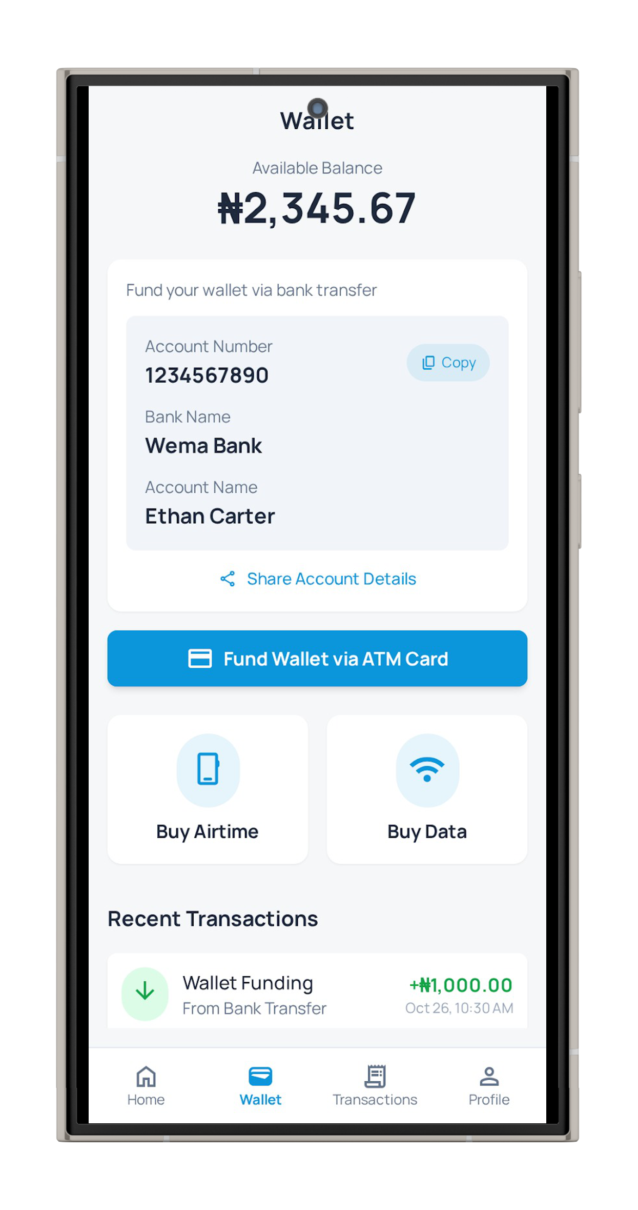 A-Star Data App - Wallet Management